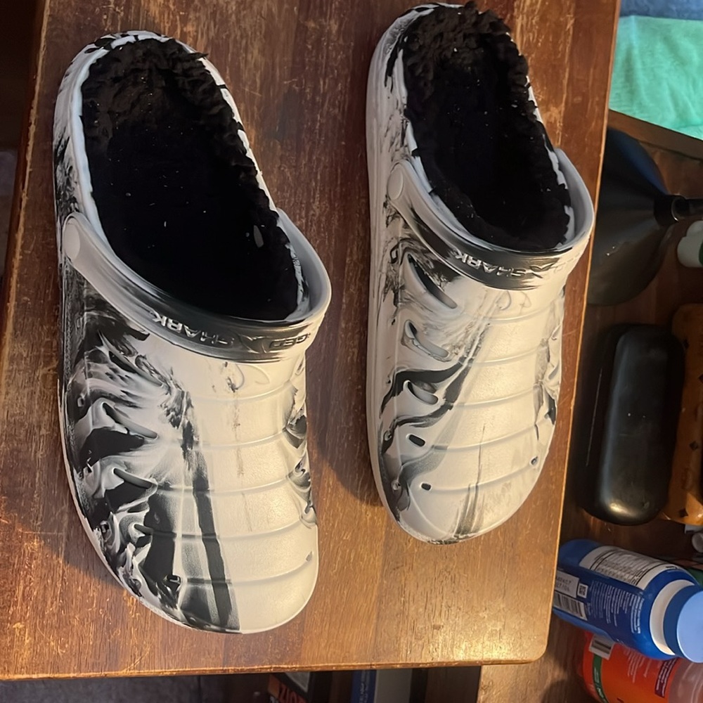 Men's white tie die Comfy Fuzzy Lined EVA Clogs Sandals Shoes Size 11 - Picture 6 of 9
